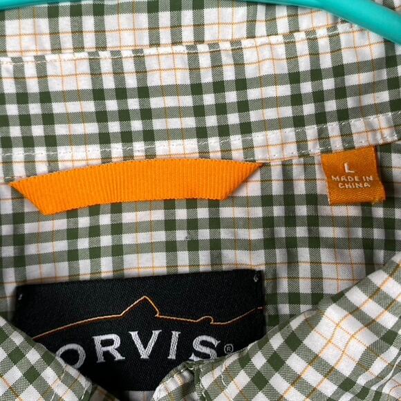 Orvis Button Up Shirt Men's Large Green Plaid Causal Outdoors Classic Fishing - Picture 4 of 11